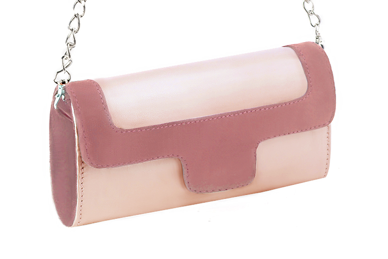 Powder pink women's dress clutch, for weddings, ceremonies, cocktails and parties. Front view - Florence KOOIJMAN